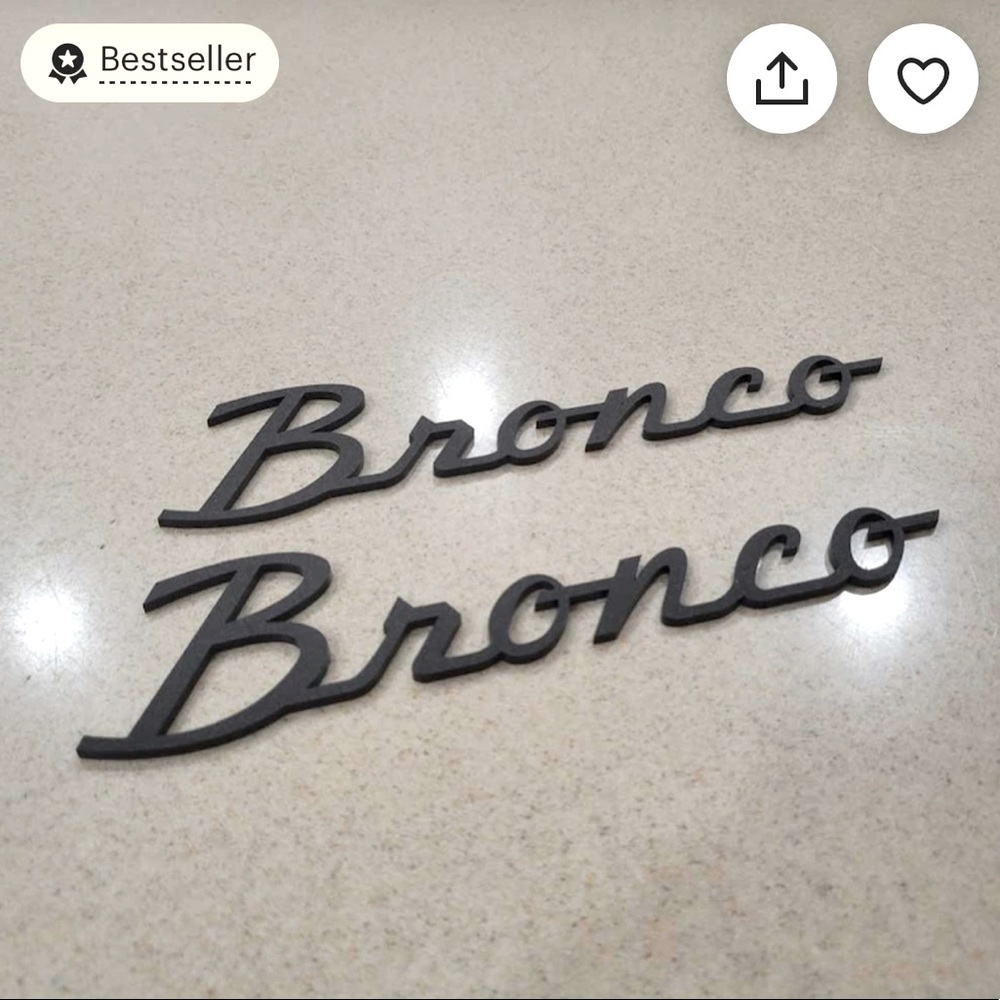Bronco 3D Raised Emblem Badge Letters (Pair), NEW